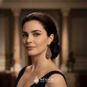 Mexican earrings desing 2.25 x 1.25 inch chaquira